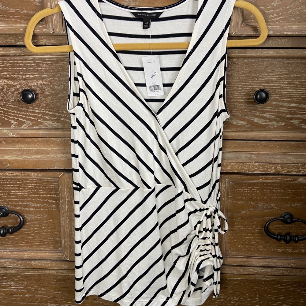 BANANA REPUBLIC Tank, Black & White Stripes, Sz XS